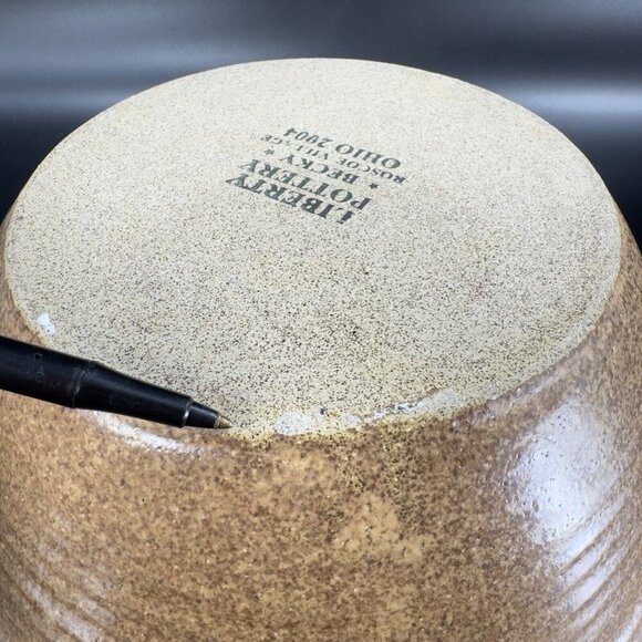 2004 Liberty Pottery Becky Large Stoneware Brown Speckled Bowl Dish Ohio Crafted - Picture 8 of 15